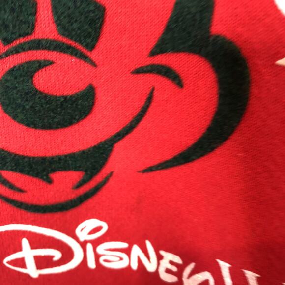 Walt Disney World Mickey Mouse Santa Hat Sparkle Red Sweatshirt Size Large - Picture 7 of 9
